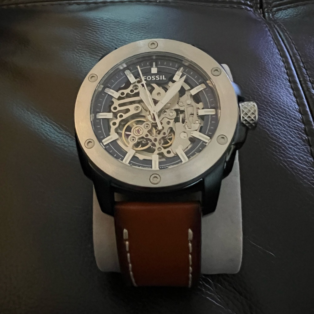 Fossil Men's Automatic Stainless Steel and Leather Casual Watch Model: ME3135)